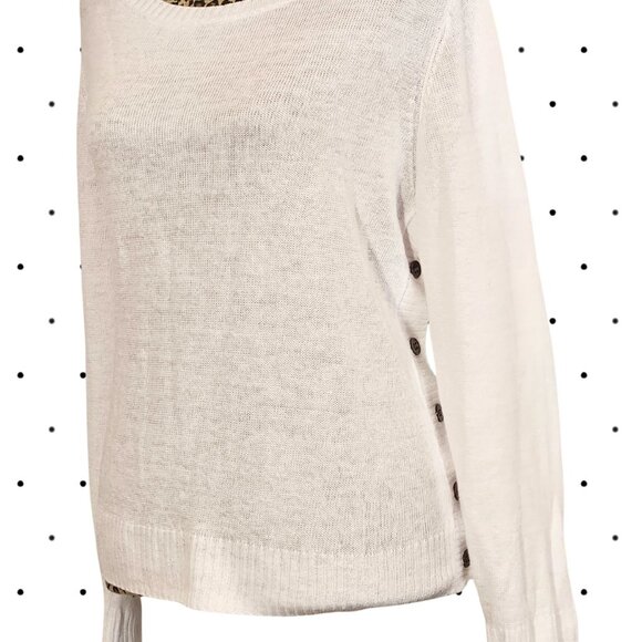 Lightweight white Sweater with multiple button detail on one side - Picture 3 of 3